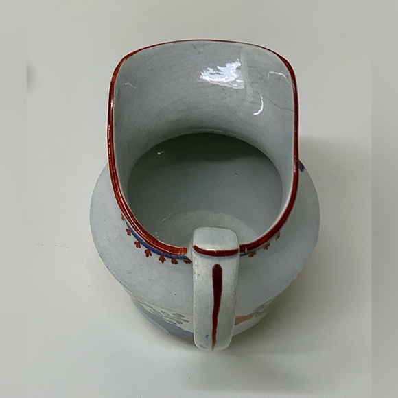 19th Century Antique Gaudy Dutch Double Rose Pattern Hand Painted Creamer Jug - Picture 13 of 16